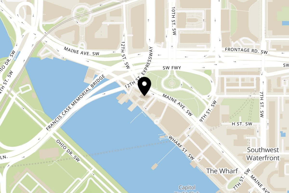 Map showing the location of Officina on 1120 Maine Ave SW in Washington